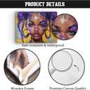 African American Teen Black Girl Wall Art Purple Hair Girl Prints Painting Picture Canvas Framed Inspirational Wall Art Decor For Living Room Kitchen Office Bathroom Bedroom Home Wall Art Wall Decor (20"L x 16"W)