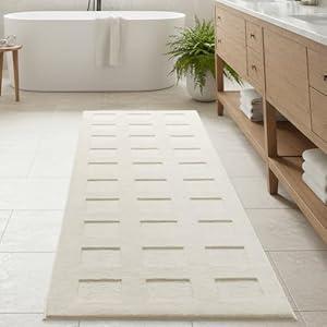 GRANNY SAYS Long Bathroom Rugs Non Slip Washable, Extra Soft & Water Absorbent Bath Mats for Bathroom, Plush Shaggy Bath Carpet, White Waffle Bath Mat Quick Dry for Shower 71" x 24" Bath Runner Rug