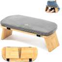 Meditation Bench, Bamboo Meditation Stool, Folding Kneeling Meditation Bench, Seiza Prayer Bench, Prayer Bench with Meditation Cushion, Kneeling Stool (Grey & Big)