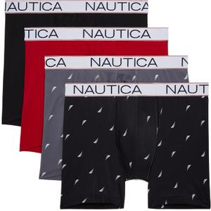 Nautica Men's 4 Pack Micro Boxer Briefs (Black/Nautica Red/Sail-lead White/Sail-black White, XL)