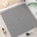 HITSLAM Square Shower Mat, 40 x 40 Inch Non Slip Bath Mat for Tub, Soft PVC Loofah Bathtub Mats with Drain Holes, Quick Drying Bathroom Stall Floor Mat, Bathroom Accessories Without Suction Cup, Grey