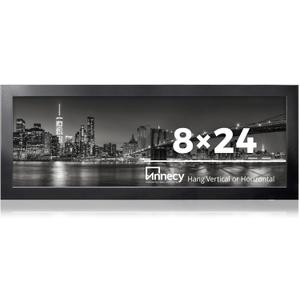 Annecy 8x24 Picture Frame Black1 Pack, Panoramic Picture Frame for Wall Decoration, Classic Black Minimalist Style Suitable for Decorating Houses, Offices, Hotels