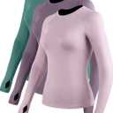 CADMUS Quick-Drying Running Long Sleeve Shirt for Women Workout Shirts (XX-Large, 09:light Pink, Purple, Dark Green, Pack of 3)