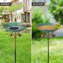 Metal Bird Baths for Outdoors, 39" H Birdbath with 13 Inch Bowl, Standing Bird Bath & Bird Feeder with Stake for Outside Garden Patio Yard Lawn Decor,Green