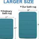 Flamingo P Memory Foam Shower Bath Mat, Fast Drying Soft Non Slip Absorbent Bathroom Shower Rugs, 20x32 Inches, Dark Teal