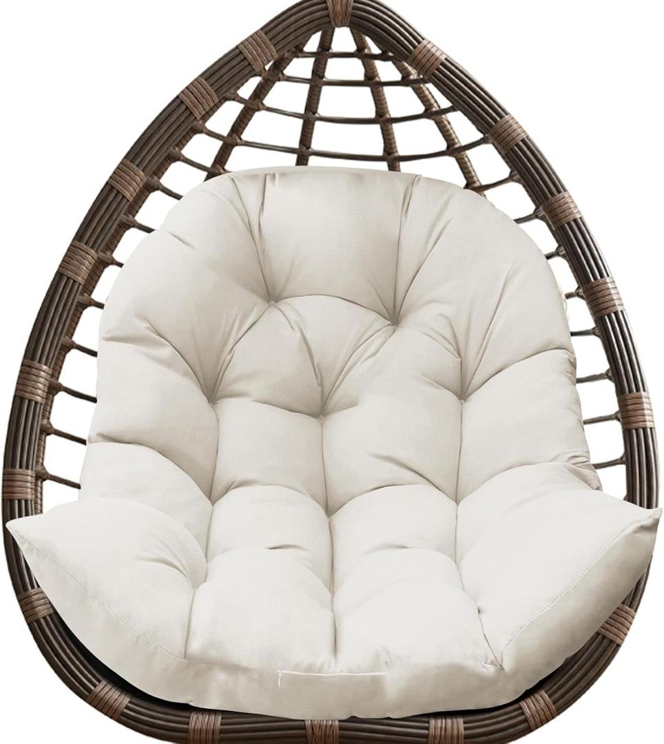 DANGHOOGY Egg Chair Cushion, Waterproof Outdoor Egg Replacement Cushions, Patio Chair Cushions for Outdoor Funiture, Thickened Hanging Chair Cushion, 35x47x7 Inches (Cream)