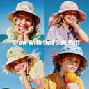 2 x Kids UPF50+ Protection Sun Hat with Neck Flap Wide Brim, Ponytail Beach Summer Bucket Hat for Girls Boys (Blue)