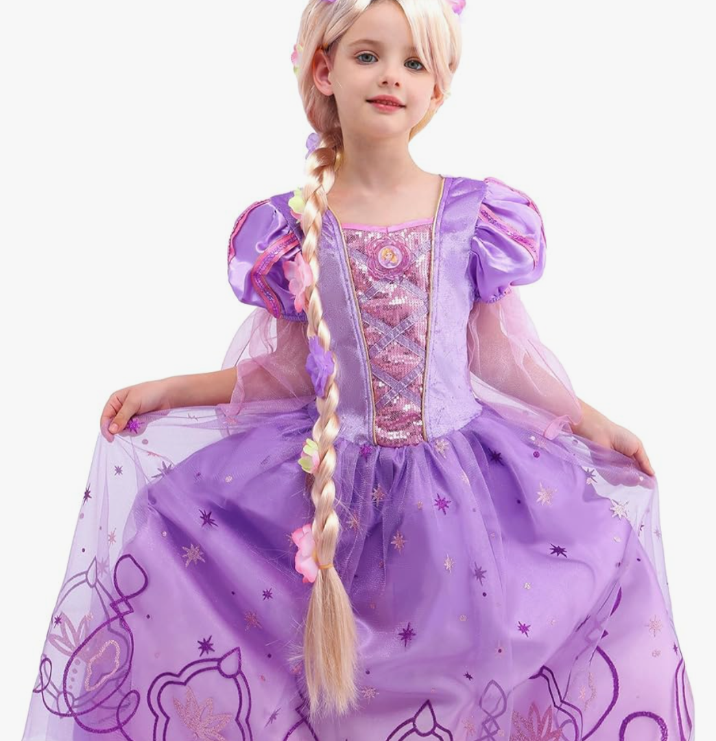 Lingway Toys Girls Princess Dress Up Costume:Rapunzel Dress For Girls,Light Up Halloween Snow Queen Princess Dress, 5-6years