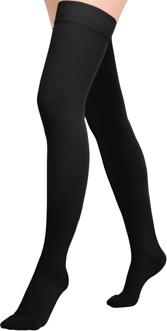Athbavib Thigh High Compression Stockings for Women and Men, 20-30mmHg Medical Compression Socks, Support Graduated Compression Sock for Treatment Varicose Veins Swelling- Closed Toe/ Open Toe (4X-Large)