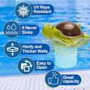 Pool Chlorine Floater, Large Capacity Floating Chlorine Dispenser Fits Up to 5 Pc 3-Inch Chemical Tablets, Heavy-Duty Plastic-Anti-Aging,Top Vacuum Design- Prevent sinkin (Turtle)