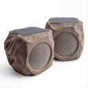 Solar Powered Outdoor Rock Speaker Bluetooth 4.5 Inch Speakers Peak 80W Deep Bass 22 Hr Playtime Multi-Sync 200 Speakers, Bluetooth 5.4 Stereo 120 FT,IPX65 for Garden Patio Pool 2-Pack(Brown)