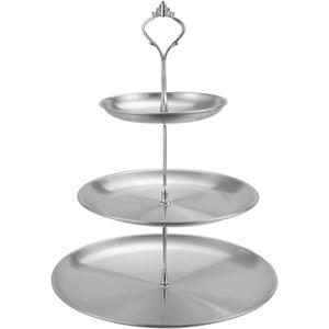 DTSFHTDAL 1 PCS Stainless Steel 3 Tier Cupcake Stand Tiered Trays Three-Layer Cake Stand 3 Tier Serving Tray Platters for Pastry Dessert Candy Fruit Tea Party Wedding Platter (Silver)