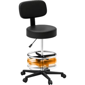 Drafting Chair, Adjustable Height & Footrest, Swivel, Black