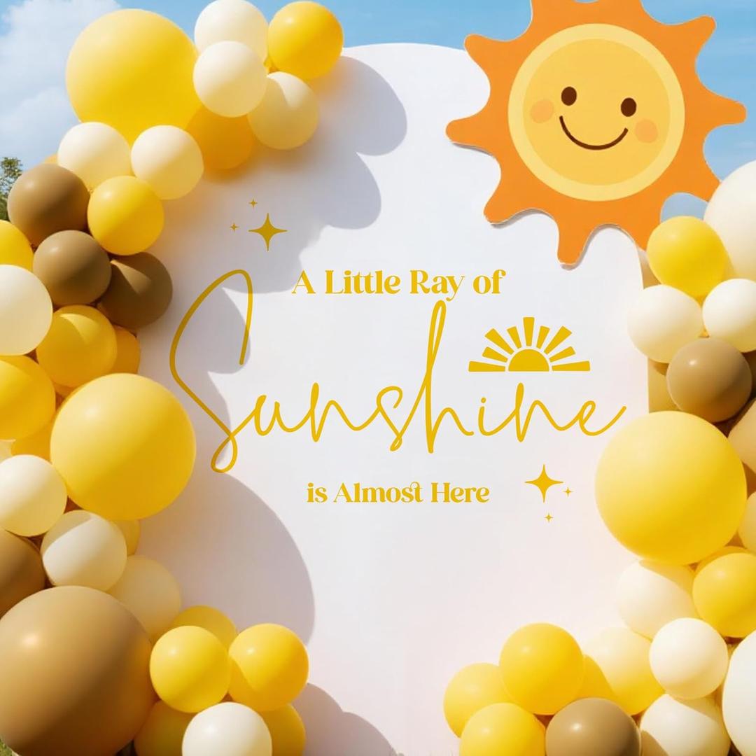A Little Ray of Sunshine is Almost Here Decal Sign Sunshine Baby Shower Party Balloon Arch Backdrop Gender Reveal Party Supplies