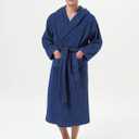 SIORO Mens Hooded Terry Cloth Robe, Big and Tall Bathrobe, Full Length Cotton & Absorbent Robe for Spa, Shower & Sleepwear (Blue, L)