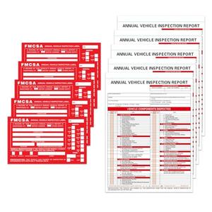 Annual Vehicle Inspection Report Forms 5 Pack with Red FMCSA Labels Aluminum, 3-Ply Carbonless Form Driver Vehicle Inspection Report Book Vehicle Dot Inspection Form and Label Stickers