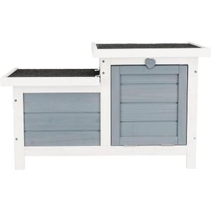 TRIXIE natura Small Animal House - Outdoor/Indoor Rabbit Hideout with Hinged Roof & Raised Floor - Solid Wood House with 2 Entry Ramps, Weather-Resistant Home for Bunnies & Guinea Pigs - in Gray, 17.75 x 27.6 x 16.9