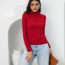 2025 Women's High Neck Long Sleeve Knitted Sweater, Fashionable Women's Long Sleeve Pullover Sweater (Red, M)