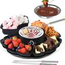 2 in 1 Electric Smores Maker & Fondue Pot, Tabletop Indoor Smores kit with 4 Roasting Forks, 4 Detachable Trays & 1 Flameless Temperature-controlled Heater, Movie Night Supplies & Housewarming Gifts