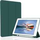 Case for iPad 10.2 2021/2020/2019, Smart Lightweight Trifold Stand Cover, Auto Sleep/Wake Soft TPU Pencil Holder Case for iPad 10.2 inch 9th/8th/7th Generation - Dark Green