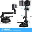 Heavy Duty 100mm Suction Cup w/Adjustable 2-Ball-Head Action Camera Dash Cam Phone Car Mount Vehicle Windshield Holder for iPhone GoPro insta360 DJI Akaso Video Recording (1.5kg Load)