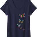 Womens Butterfly T shirt For Women, Cute, Colorful butterfly Shirts V-Neck T-Shirt (Small)