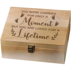 arricraft 1 Pc Wooden Memory Keepsake Box, Miscarry Memory Box with Hinged Lids for Baby Loss Memorial Gift Storage Box Keepsake to Store Photos Letters and Valuables 9.6x7.6x4inch