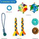 Dewonch Puppy Play Gym with 8 Hanging Toys, Small Dogs Indoor Jungle Gym, PVC Frame with Bungee Straps Enrichment Activity Center