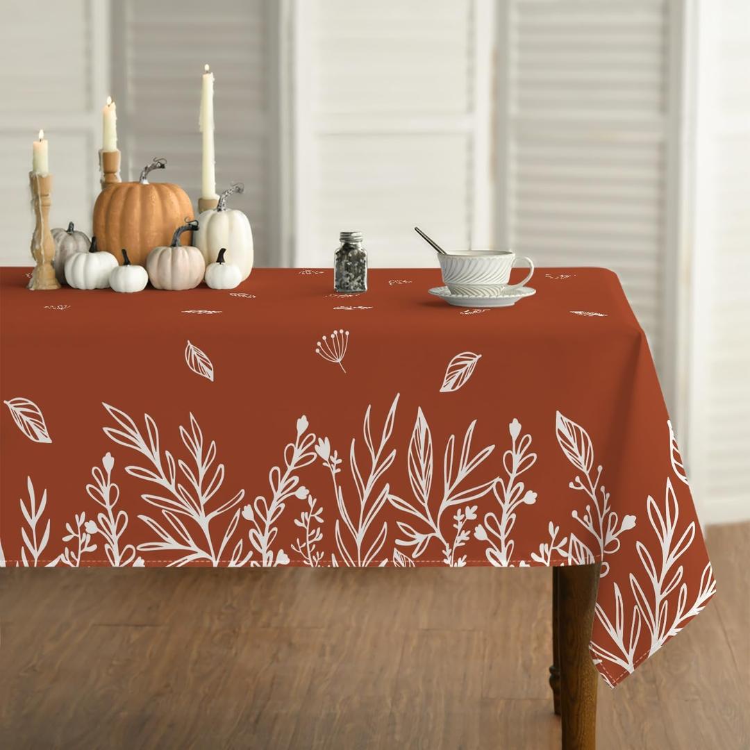 Horaldaily Fall Tablecloth 6060 Inch Square, Thanksgiving Autumn Harvest Caramel Wild Flowers Table Cover for Party Picnic Dinner Decor