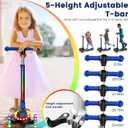 2-in-1 Adjustable Kick Scooter for Kids 3-5 (Suitable 3-12 Years),5-Level Handlebar & Removable Seat, LED Light-Up Wheels, Wide Deck, Foldable Design for Indoor/Outdoor Use - Girls & Boys