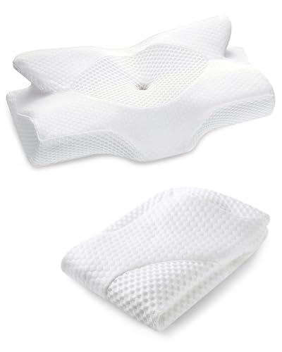 Elviros Cervical Memory Foam Pillowcase (No Filler) (White)