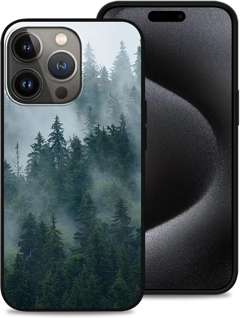 for iPhone 15 Pro Max Misty Forest Phone Case for Men Women Soft TPU Shockproof Anti-Scratch Protective Cover Design for iPhone 15 Pro Max 6.7"