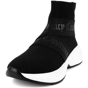 Juicy Couture Women's Slip-On High Sock Sneakers  Stylish, Lightweight, and Breathable Athletic & Casual Shoes (7.5, Ariella - Black)