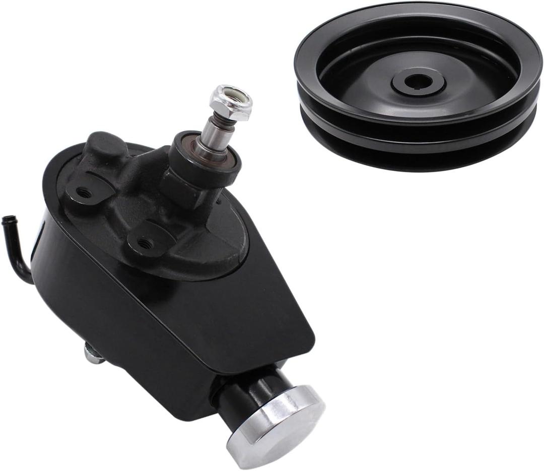 BestParts LWP Power Steering Pump with Double Groove Pulley Black Kit Compatible With GM Chevy Pontiac SBC BBC 265 283 305 327 350 383 400 With keyway Units Long Water Pump