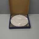 12" Farmhouse Lazy Susan for Kitchen & Coffee Table Decor  Rustic Whitewashed Wood Tray with Black Metal Frame, Decorative Centerpiece for Dining Room, Ottoman, Living Room, Serving or Vanity Use