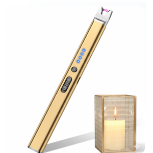 LcFun Candle Lighter Electric USB Rechargeable Plasma Arc Lighter with Safety Lock, Windproof Flameless Long Lighters for Candle, Grill, BBQ, Camping, Gas Stoves (Rose Gold)