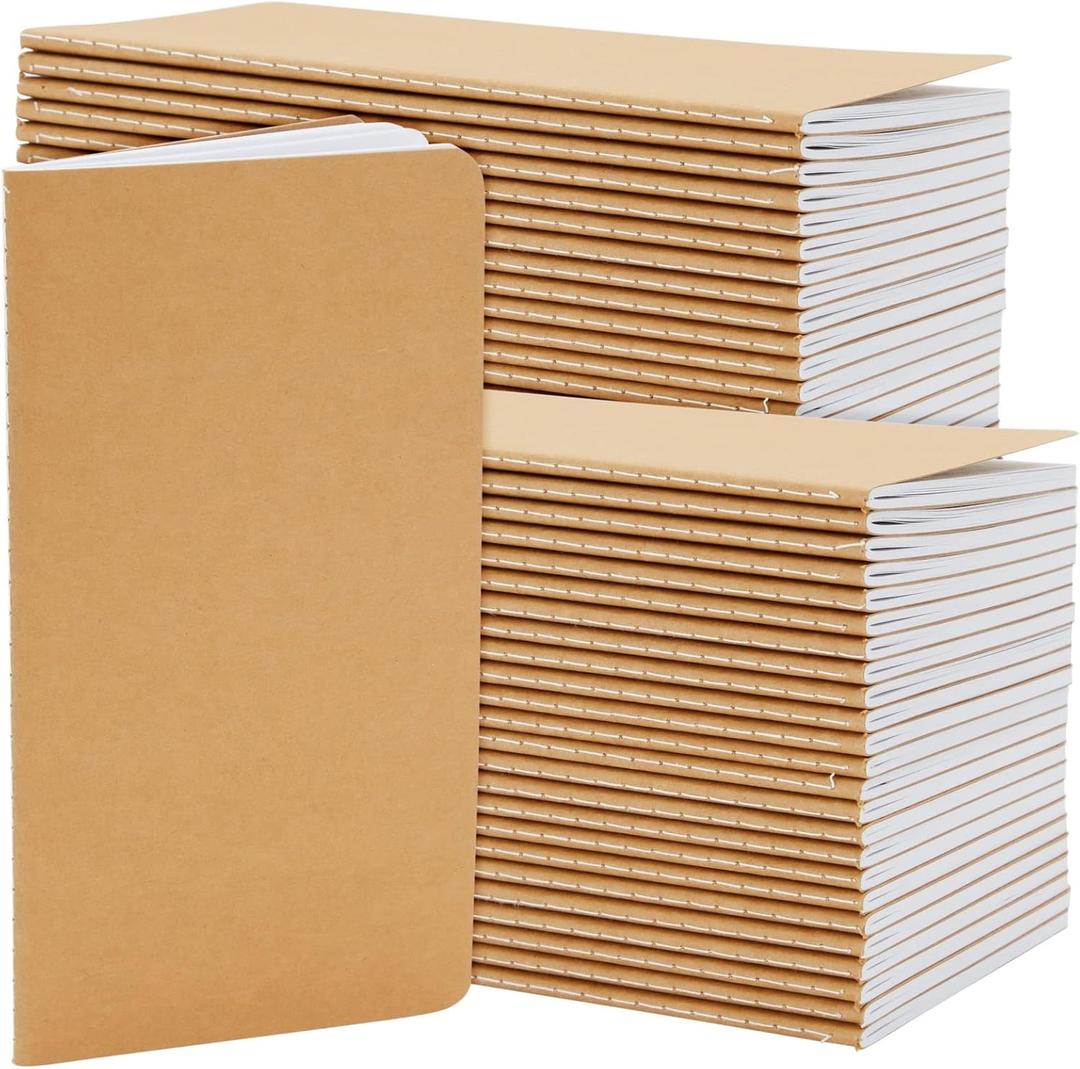 Paper Junkie 48 Pack Kraft Paper Notebooks Bulk - H5 Lined Journal for Writing, Office & Students - Kraft Notebooks Bulk (80 Pages)
