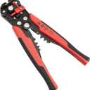 Amazon Basics Professional Self-Adjusting Wire Stripper and Crimping Tool, Strips 10-24 AWG, Black/Red