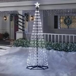 Christmas Outdoor Lighted Trees 7FT Prelit Christmas Cone Tree with 310 LEDs 8 Lighting Modes and Timer for Indoor Outdoor Xmas Porch Lawn