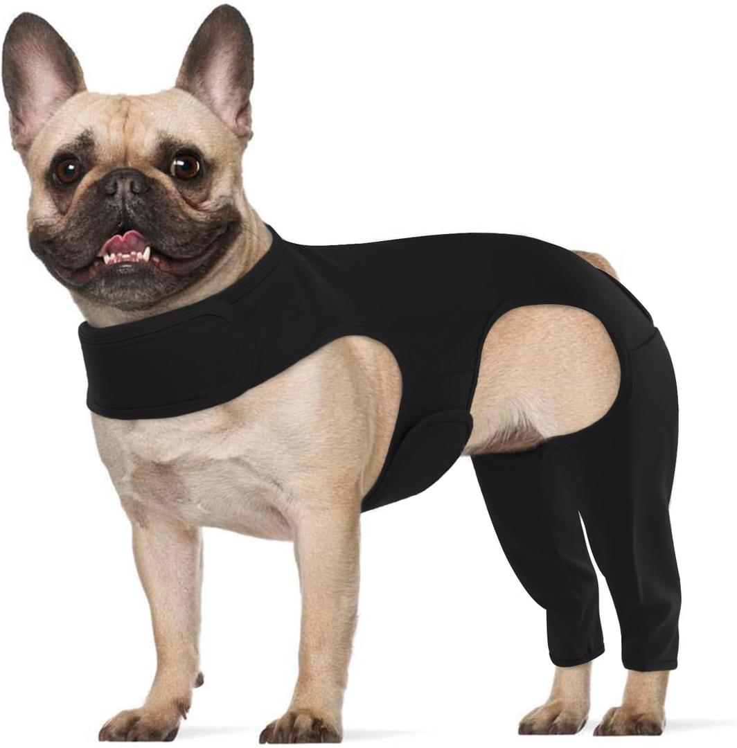 ROZKITCH Dog Rear Leg Sleeve for Right Left Leg, Adjustable Pet Prevent Licking Wound Elbow Protector, Rear Leg Sleeve Anti Licking for Dogs Back Legs for Sprain ACL CCL Arthritis Joint Care Black S (S(Back Length:12.2"Leg Length:6.6"))