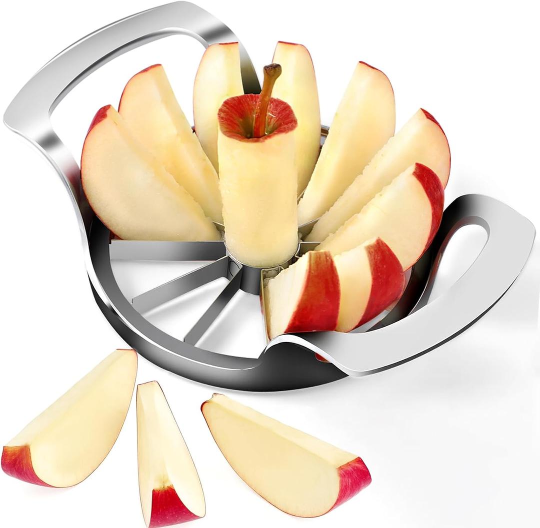 4.72 Inch Extra Large Apple Slicer with 12 Blades - Professional Heavy Duty Apple Cutter -304 Stainless Steel Apple Corer Tool - Sharp Apple Slicer and Corer - Easy to Use - Dishwasher Safe