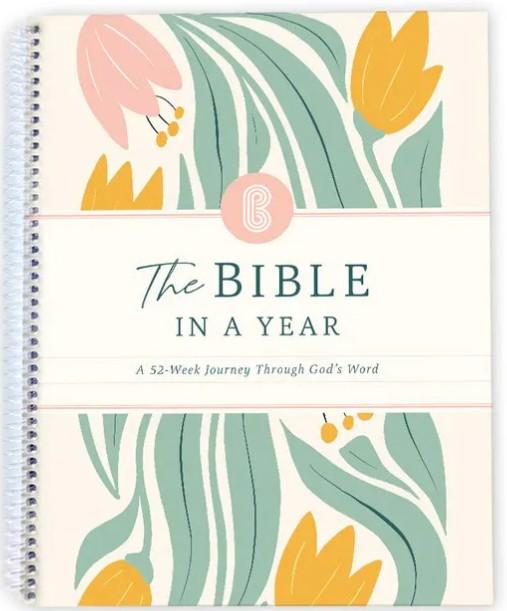 Bible In A Year 52-Week Study Fun Spiral Notebook Work Book Double Gloss Paper Material Weekly Devotional Journal