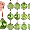 12 Pcs Vintage Mercury Glass Christmas Ball Ornaments 2.36 Inch Antique Embossed Ball Decorations Christmas Tree Hanging Decorations for Xmas Winter Holiday Decor Gifts(Green)