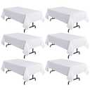 sancua 6 Pack White Tablecloth 60 x 120 Inch, Rectangle Table Cloth for 8 Feet Tables - Stain and Wrinkle Resistant Washable Polyester Table Cover for Dining Tables, Buffet Parties and Camping