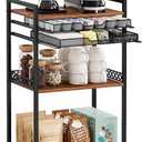 K Cup Holder Rack, Coffee Station Organizer for Nespresso Vertuo and K Cup Capsules, Multi-Functional Bar Accessories Organizer With Wheels for Living Room, Kitchen