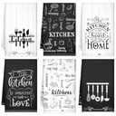 Bencailor 6 Pcs Home Kitchen Towels Decorative Sets Dish Towels Absorbent Fast Drying Hand Tea Vintage Hanging Reusable Cleaning Dishcloths for Cooking Farmhouse Bathroom Accessory