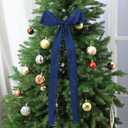 12 PCS Christmas Frayed Edge Bows Decoration - 12" x 24" Chiffon Silk Ribbon Large Vintage Bow Ornaments Set for Xmas Tree Topper, Garland, Wreath, Candlestick - Holiday Indoor Outdoor Decor (Classic Color)