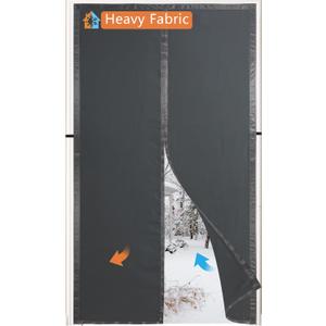 Magnetic Thermal Insulated Door Curtain,Thicker Layered Fabric Doorway Curtains,Temporary Door Insulation Cover Keep Warm Winter&Cool Summer,Dark Grey Fabric Door Window Insulation Kit for Winter
40"x82"