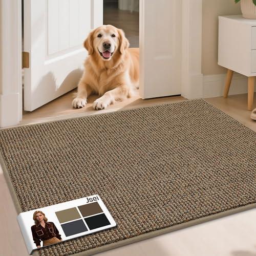 JSEI Dirt Trapper Door Mat 32"x48" Non-Slip Washable Entrance Mat, Dog Doormats, Absorbent & Fade-Resistant Floor Mats, Low Profile Welcome Mats for Entryway, Front Door, and Inside Entrance, Taupe