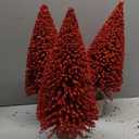 Vickerman 5"/7"/9" Red Glitter Oval Artificial Christmas Tree, Unlit - Faux Christmas Tree Set - Seasonal Indoor Home Decor
